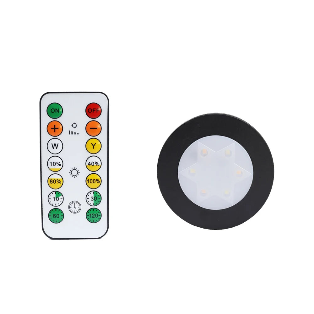 lampe led ronde noir blanche télécommande éclairage nuit chambre placard rechargeable batterie sèche moderne
