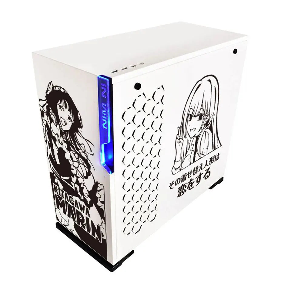 autocollants pvc noir blanc dessins anime texte japonais vis boitier pc moderne