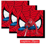 ensemble décoration anniversaire spider man vaisselle jetable nappe assiettes gobelets banderole ballons rouges