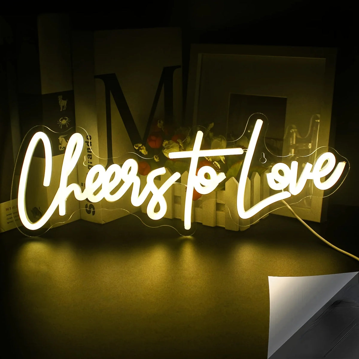 néon lumineux blanc cheers to love moderne décoration intérieure câble usb chargeur