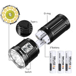 lampe poche led rechargeable 13000 lumens ip68 étanche 584m portée camping