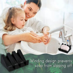 support savon silicone noir grooves moderne salle bains drainage auto savon