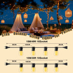 guirlande lumineuse led dorée 15 ampoules 15m clips noirs moderne vintage imperméable 220v