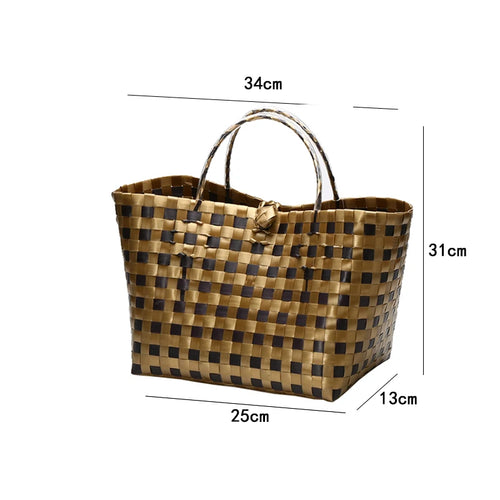 grand sac main tissu motif géométrique doubles poignées moderne casual