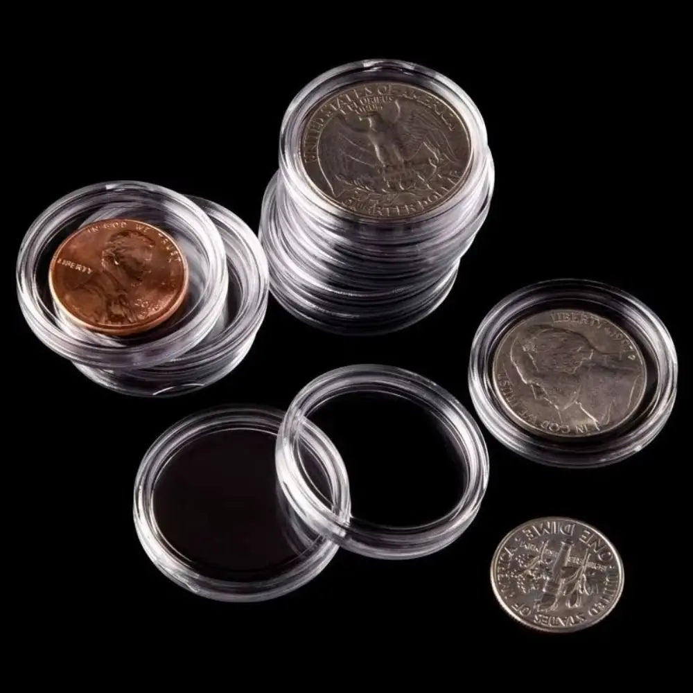 boîtes rangement pièces transparentes rondes modernes 20mm 25mm 27mm 30mm 35mm 40mm 45mm 50mm