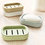 support savon moderne plastique couleur beige vert clair gris portable couvercle salle bain