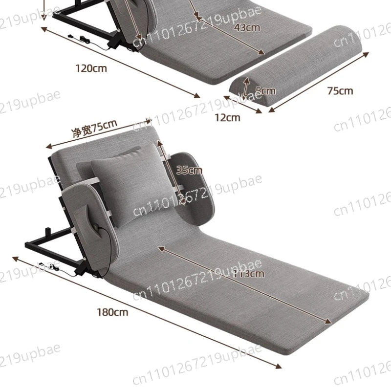 lit pliant moderne gris toile lin coussin oreiller support tablette