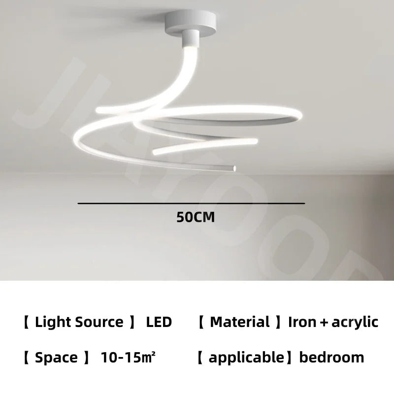 suspension lumineuse moderne minimaliste spirale sphère texturée noir blanc led chambre salon