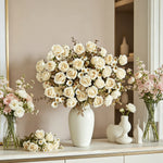 bouquet artificiel roses violettes blanches dorées decoration mariage anniversaire intérieur