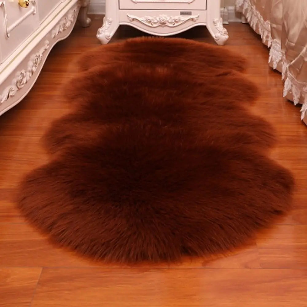 tapis blanc fourrure synthétique moderne 40x60cm lavable main maison decoration