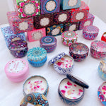 bougies parfumées cire soja parfum mandala boho chic bleu rose noir blanc aromathérapie