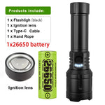 lampe torche rechargeable zoom modes indicateur charge sortie usb type étanche camping