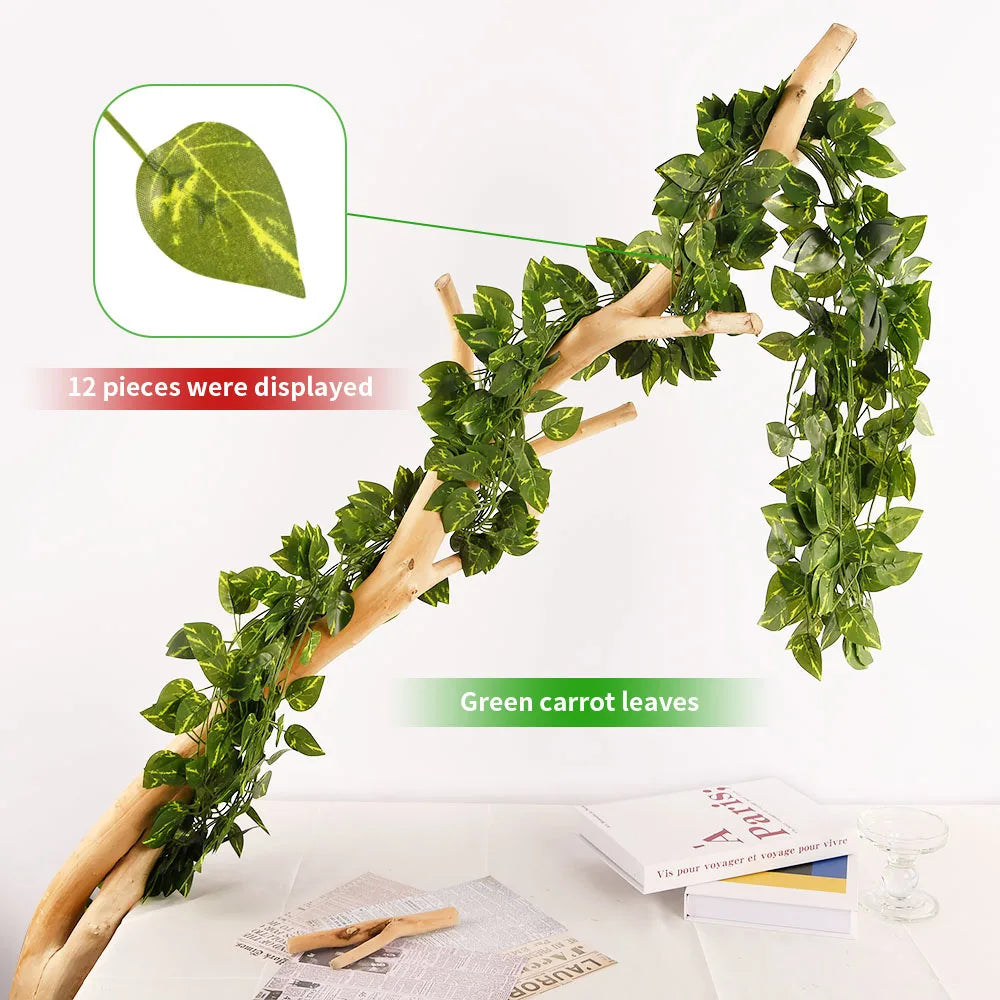 guirlande végétale artificielle feuilles vigne vert moderne 210cm extérieur accroché 72feuilles simple