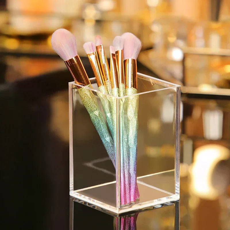 rangements modernes pinceaux maquillage transparent boîte élégante simple organisateur cosmétiques