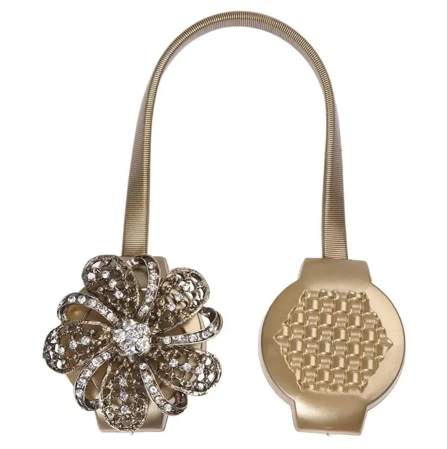 rideau magnétique fleur clips argent doré moderne élégant chambre fixations