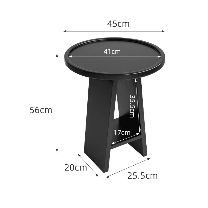 table d'appoint moderne minimaliste bois ronde hauteur 56cm diamètre 41cm noir blanc pink