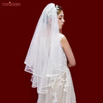 voile mariée blanc deux couches bord ruban classique soirée mariage translucent