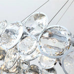 Suspension lumineuse moderne cristal transparent rond facettes chaînes métalliques salon chambre