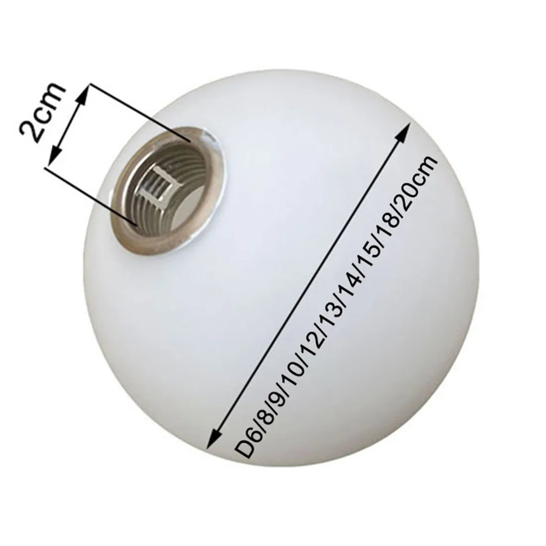 abat jour sphérique moderne blanc translucide eyelets verre aluminium variante 6cm 8cm 9cm 10cm