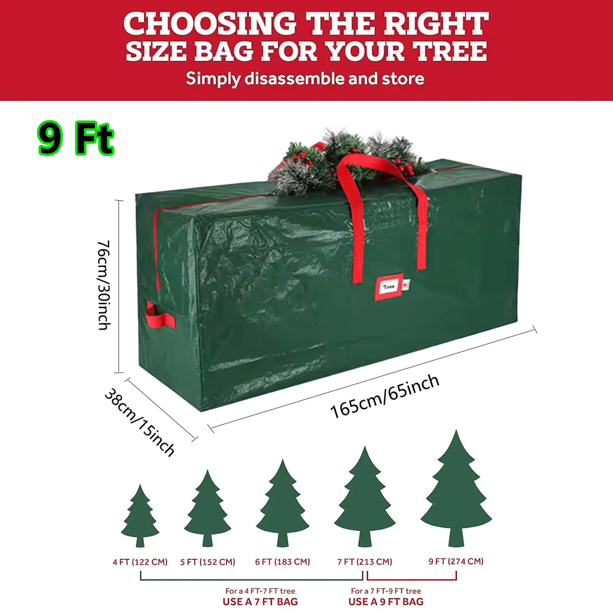 sac rangement sapin noël imperméable durable poignées robustes réutilisable extra large vert rouge gris