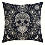 taies d'oreiller gothiques crânes étoiles noires blanches maison lit 45x45cm polyester peachskin