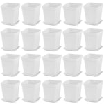 pots fleurs blancs modernes plateau drainage adhésif set 10 20 pots carreaux plastique