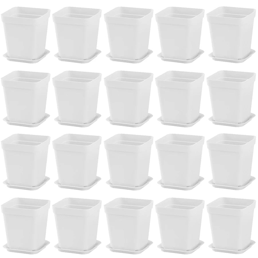 pots fleurs blancs modernes plateau drainage adhésif set 10 20 pots carreaux plastique