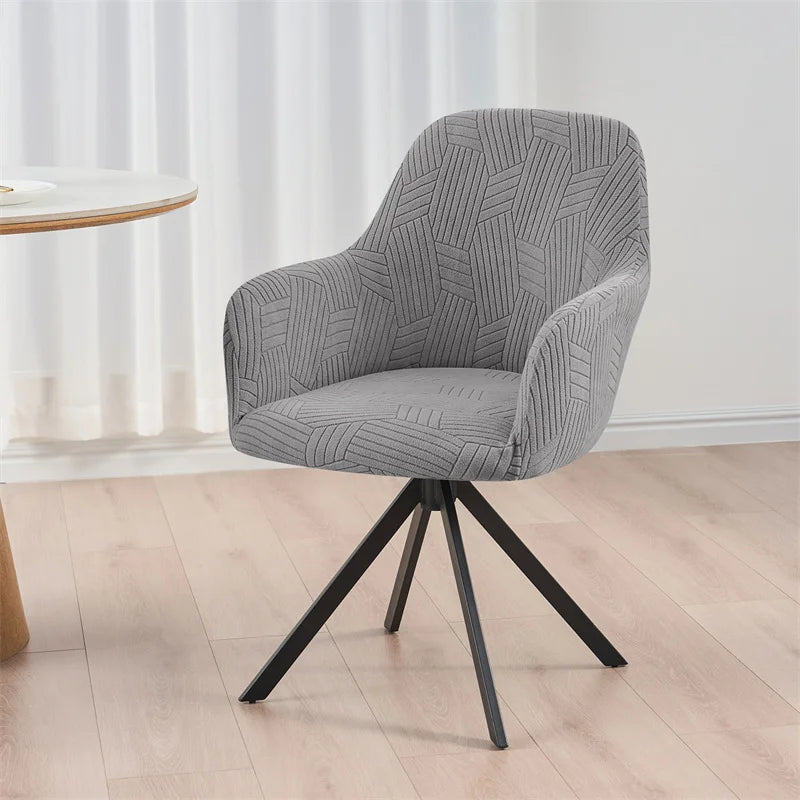 housse chaise gris rayures moderne élastique poignées salle manger mariage banquette cuisine