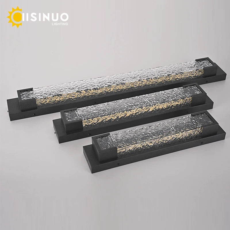 lampe murale led noire contemporaine acier inoxydable ondulée ip65 réglable triac 3000k 6000k