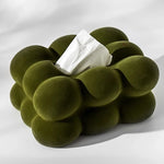 boîte mouchoirs céramique velours moderne vert olive rose clair beige