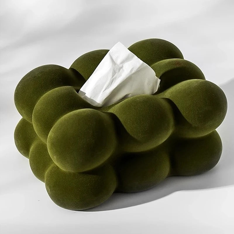 boîte mouchoirs céramique velours moderne vert olive rose clair beige