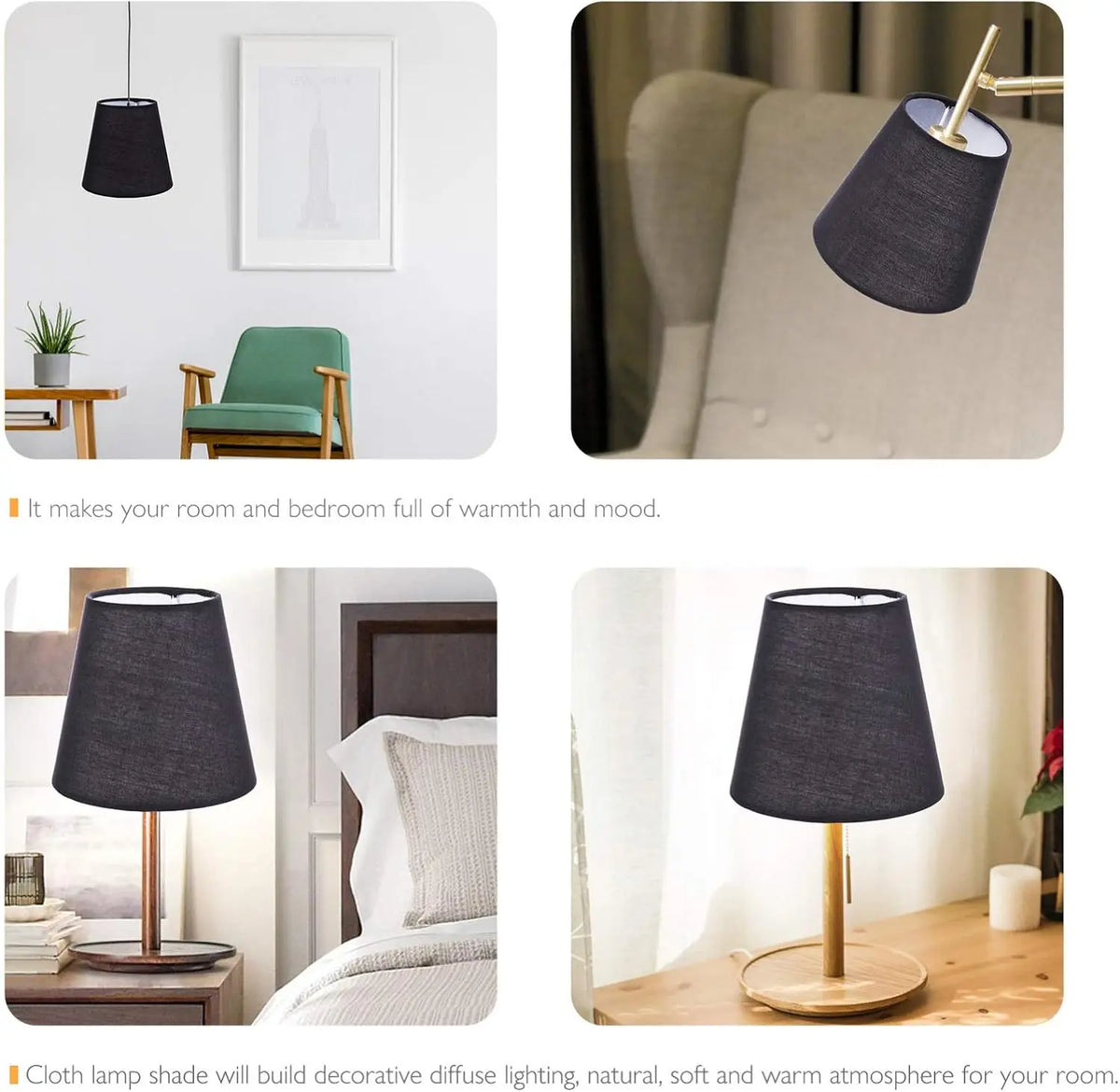 abat jour tissu noir moderne opacité toile chambre salon deco