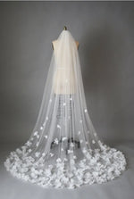 voile mariée blanc fleurs blanches classique translucide sans ourlet fixe invisible erotique