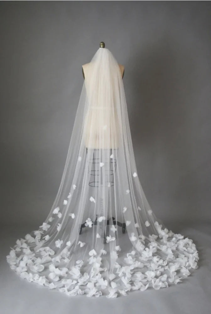 voile mariée blanc fleurs blanches classique translucide sans ourlet fixe invisible erotique
