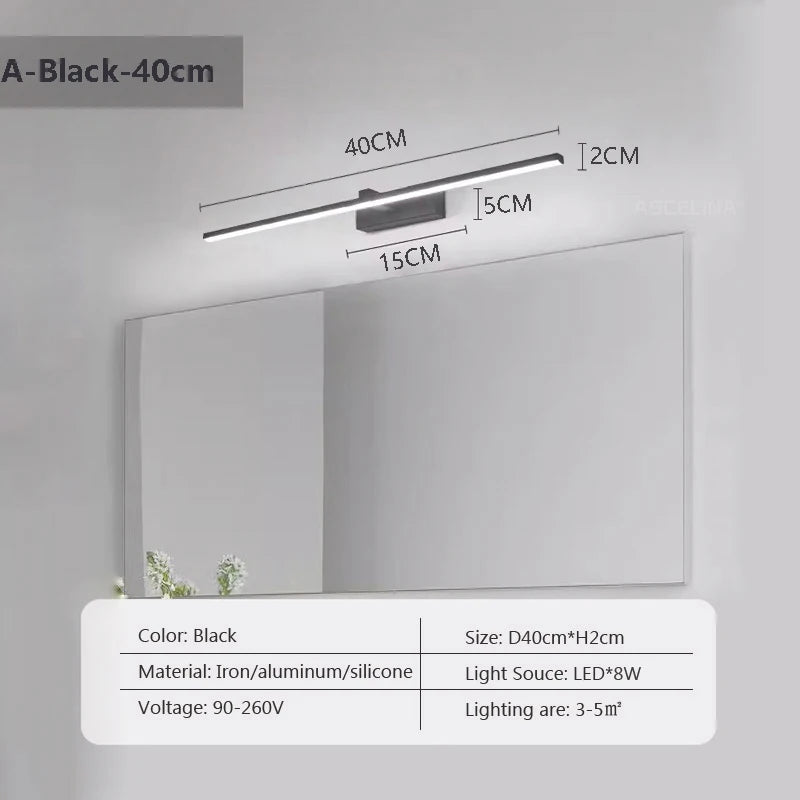 lampe murale moderne miroir intégré éclairage cuisine salle bain led 40 60 80 100cm