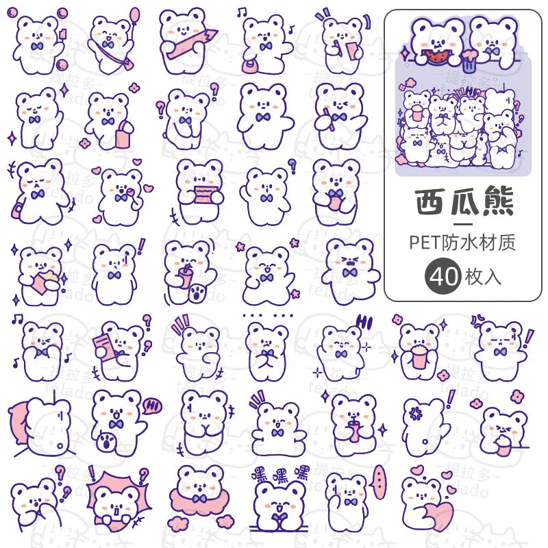 sticker kawaii mignon ours lapin coeur floral scrapbooking diy carte journal intime