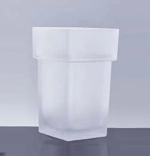 pot pinceau verre blanc mat classique adhésif poignée dorée 9.5cm 8cm 15cm