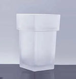 pot pinceau verre blanc mat classique adhésif poignée dorée 9.5cm 8cm 15cm