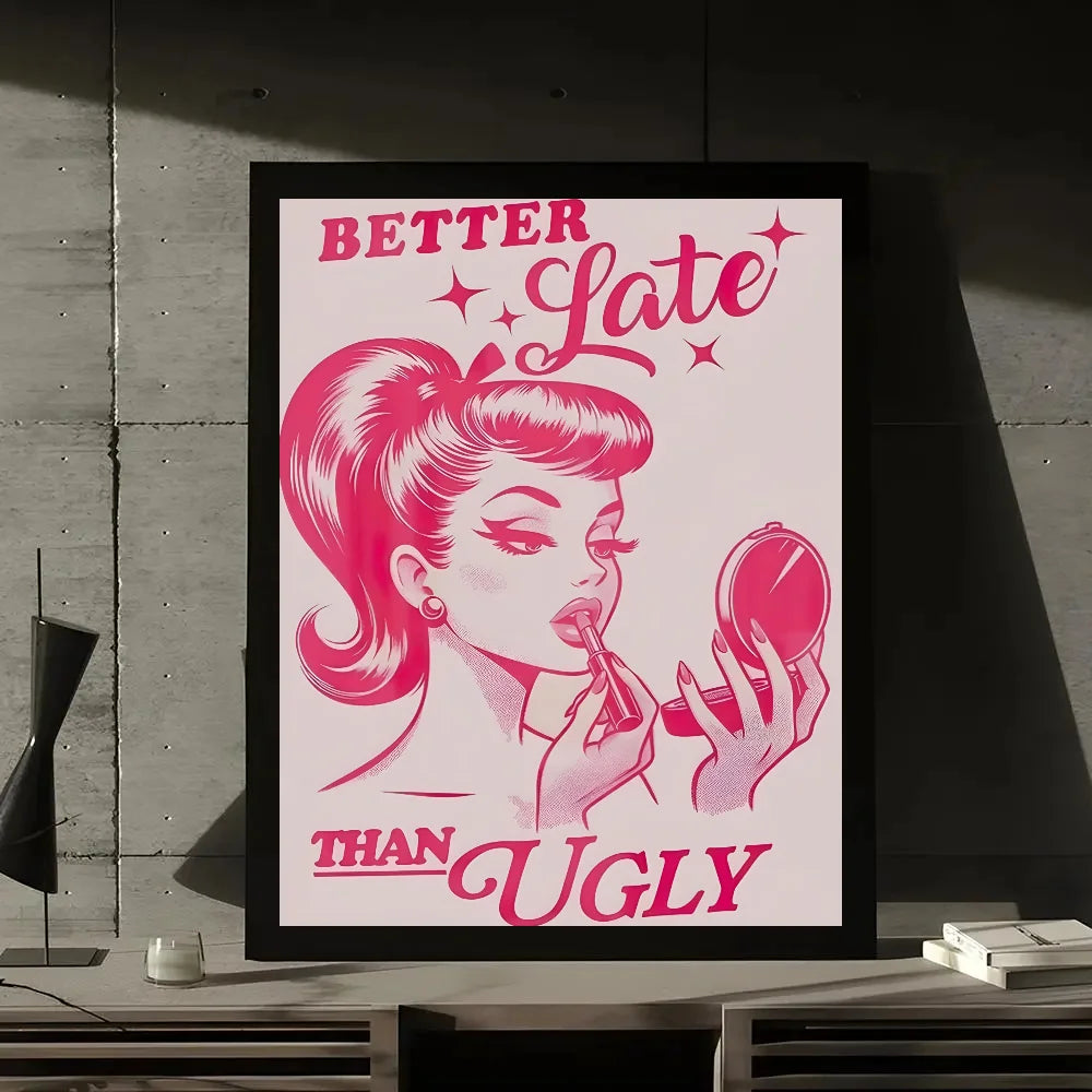 affiche moderne abstraite rose paysages tigres fleurs toile 30x40cm noir blanc pop art