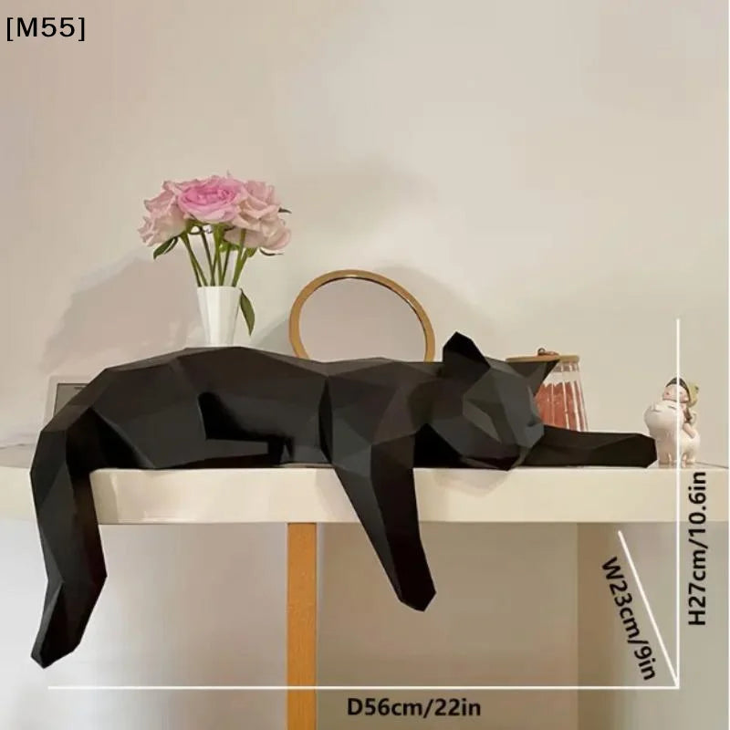 décoration murale chat couché géométrique moderne pièces détachées assembler noir blanc minimaliste