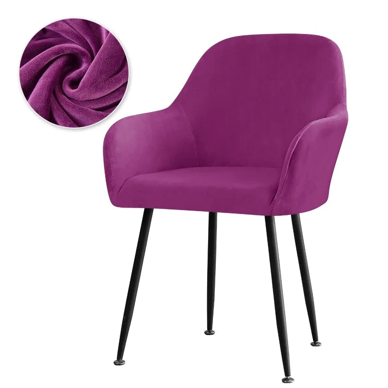 housse chaise velours moderne orange bleu beige vert rouge violette bleu marine polyestèreversible universal
