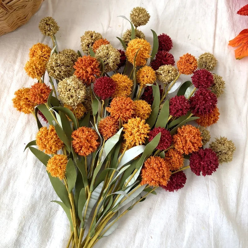 bouquet artificiel naturel orange rouge vert feuilles fleurs gerbera intérieur décoration mariage anniversaire