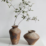 vase céramique marron gris branches séchées rustique vintage arrangement floral