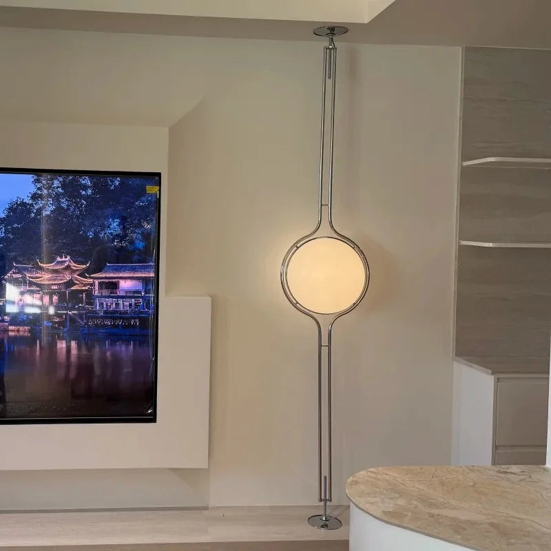 lampe sol moderne led blanc doré base solide sphérique minimaliste