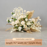 arche decorative boho chic fleurs artificielles blanc beige doré vert