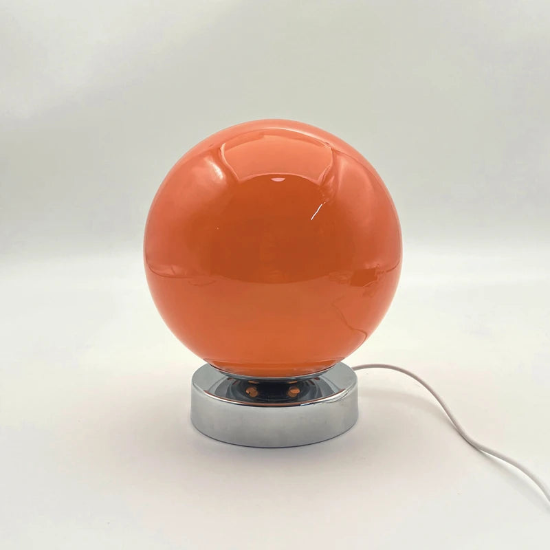 lampe table sphère verre blanc orange moderne décoration chambre table nuit lumière douce trois