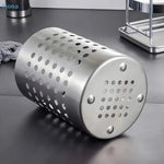boîte rangement ustensiles perforée moderne acier inoxydable argenté cuillères fourchettes couteaux