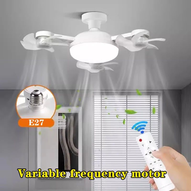 ventilateur blanc moderne télécommande lampe e27 3000k 3500k 6000k