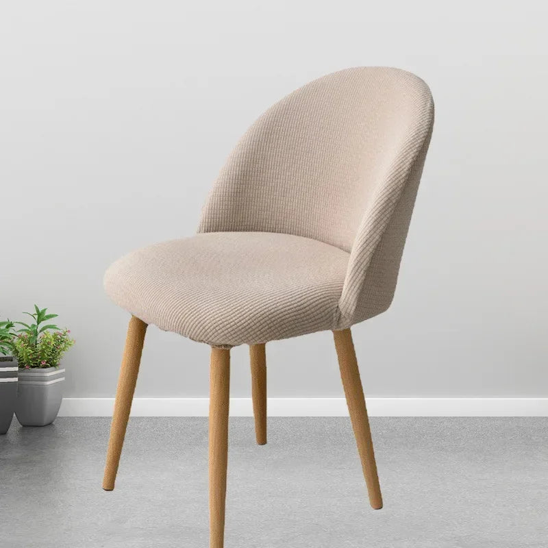 chaise moderne tissu rayures verticales orange beige bleu jaune gris pieds bois