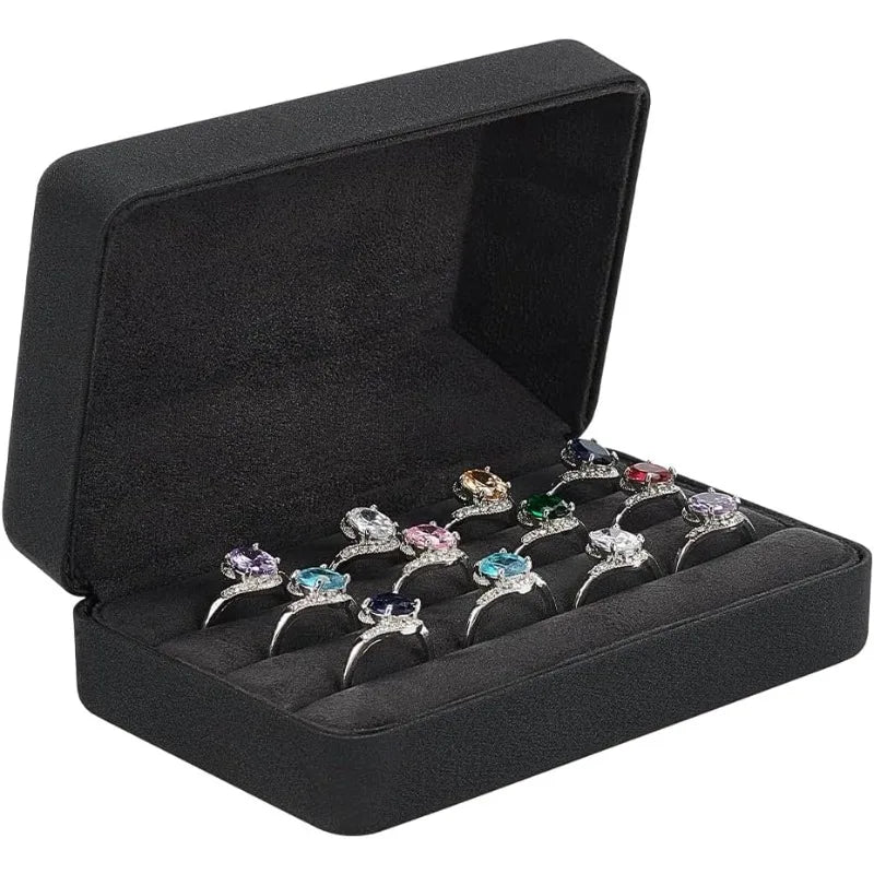 boîte bijoux velours noir boîte cadeau contemporaine rangement anneaux couleur diverse